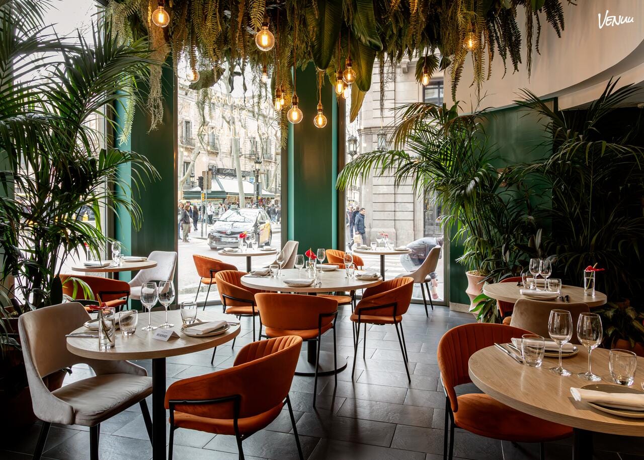 Restaurante CentOnze, espacio elegante en Las Ramblas ideal para bodas urbanas y asequibles.